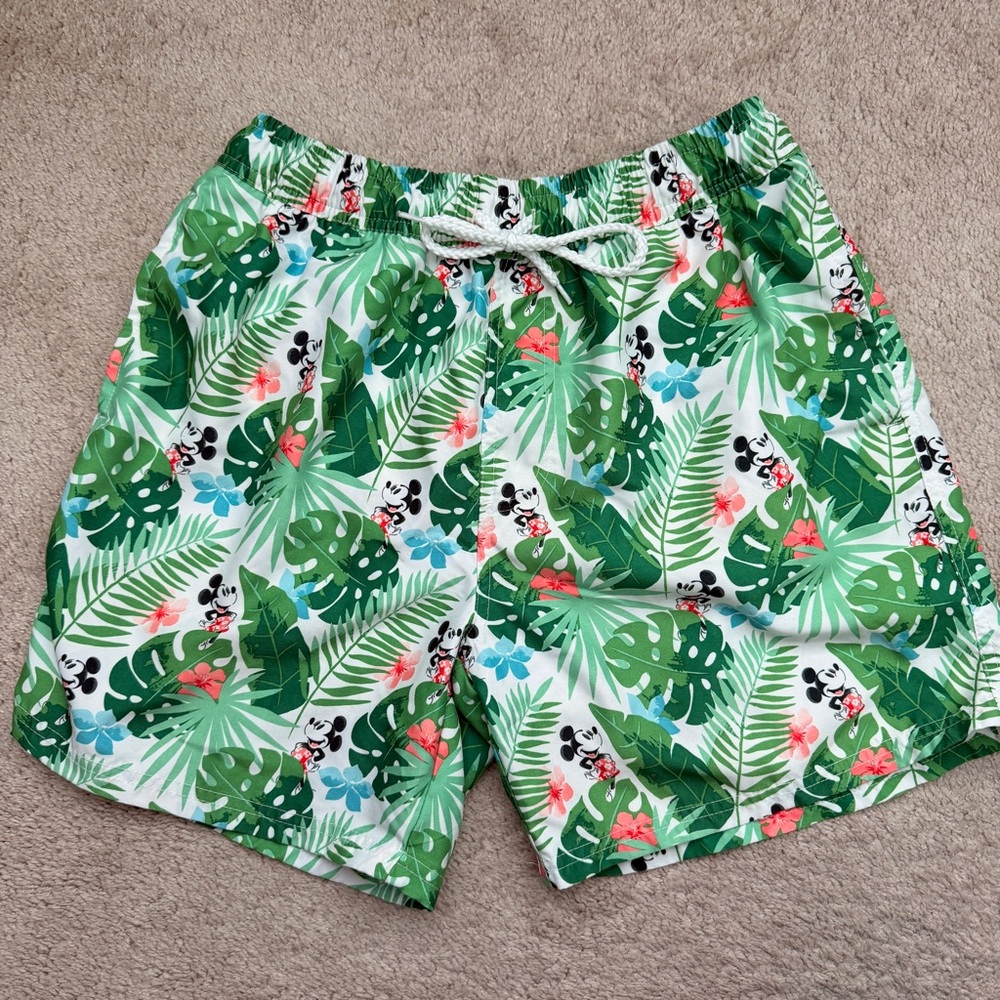 Disney Mickey Mouse Tropical Palm Leaf Swim Trunks